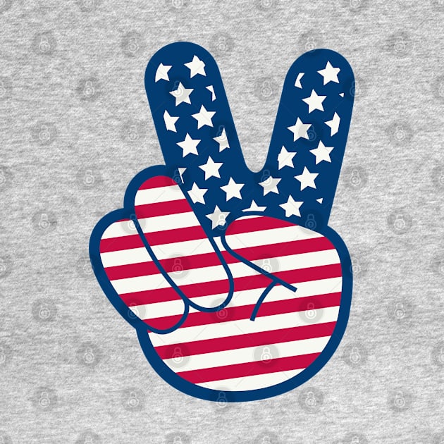 American Flag Retro Peace Sign Hand by PUFFYP